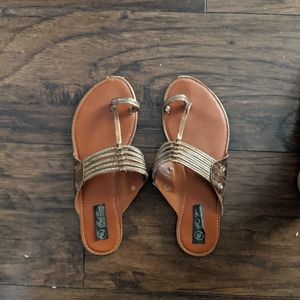 Golden bling kolhapuri sandals